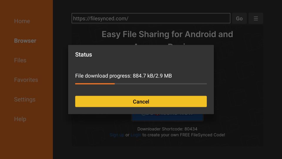 The APK file will download on your device now