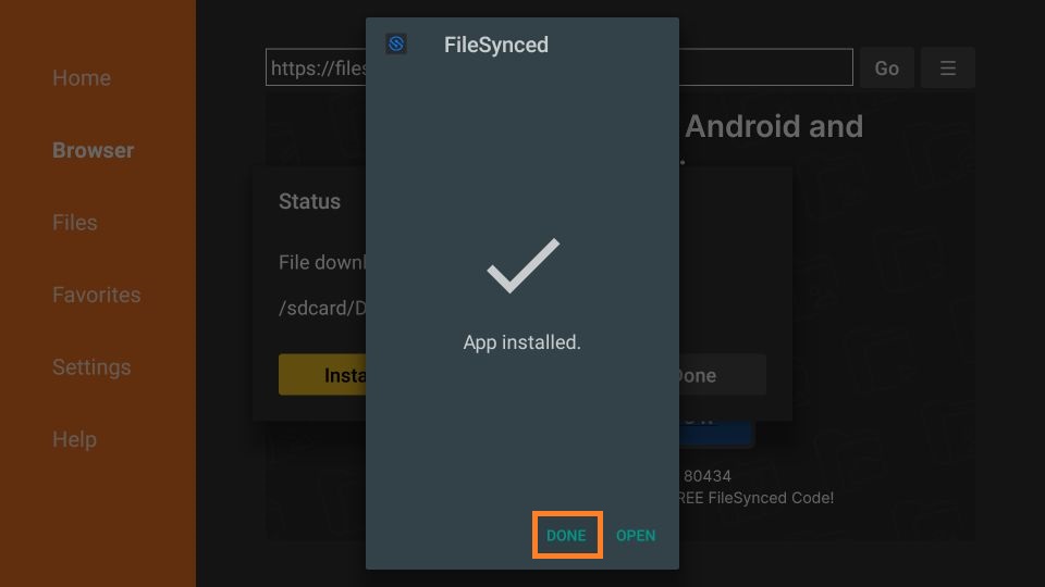 install FileSynced on fire stick