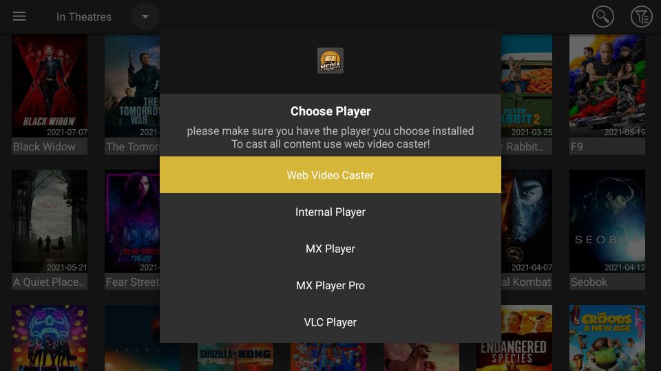 Currently, you can choose from 5 video players to play your videos
