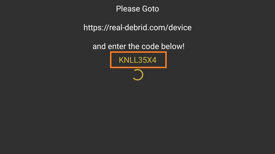 A verification code will appear on screen
