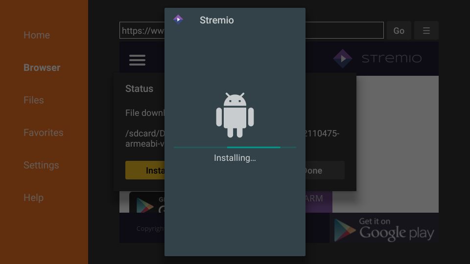 Stremio will now install
