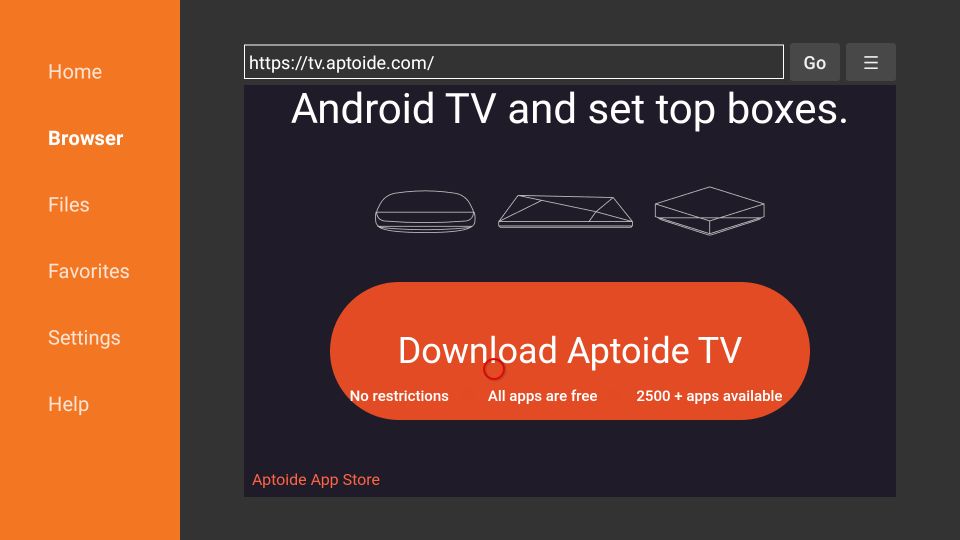 Click Download Aptoide TV