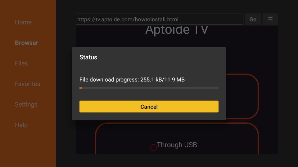 steps to install Aptoide TV 