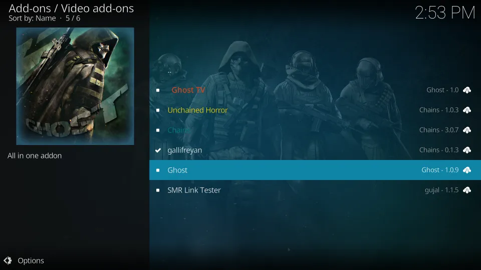 how to install Ghost Addon on Kodi