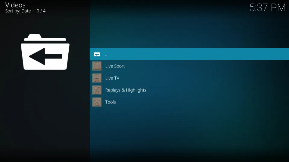 This is the screenshot of Home page of ApeX Sports  Kodi add-on: