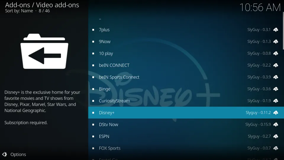 Now find Disney add-on and click it.