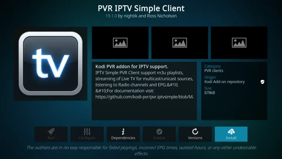 PVR IPTV Simple Client Kodi Addon for FireStick