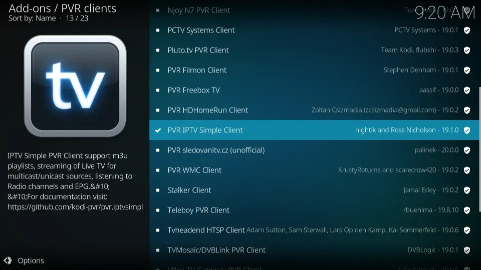 PVR IPTV Simple Client Kodi Addon FireStick