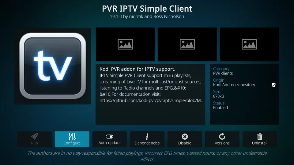 PVR IPTV Simple Client Kodi Addon on Fire TV