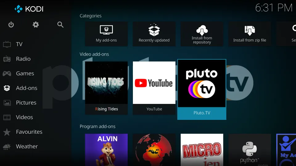 Pluto TV Kodi Addon download
