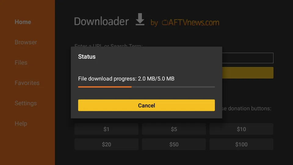 The APK file will now download on your device