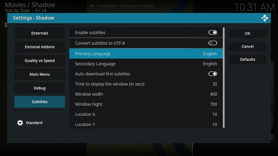 Click Primary Language and select your preferred subtitle language. Finally, click OK to save changes.