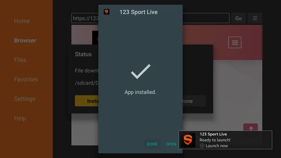 how to install 123 Sport Live on FireStick