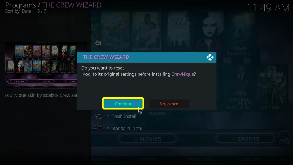 how to install CrewNique build on Kodi