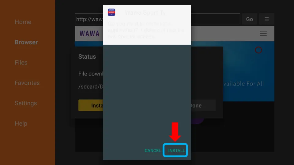 how to install Wawa Sport TV on FireStick