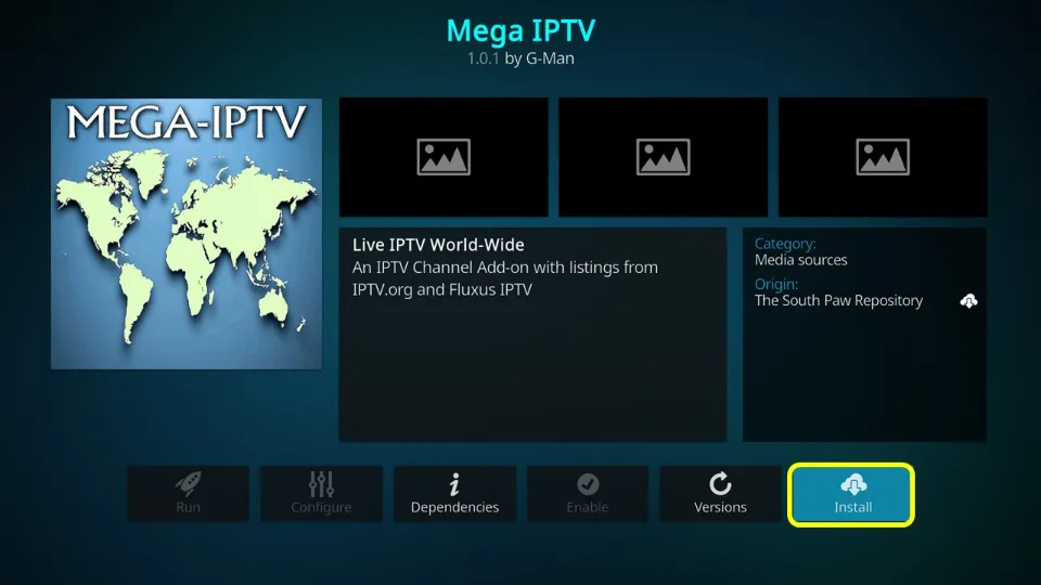 Get Mega IPTV Kodi Addon 