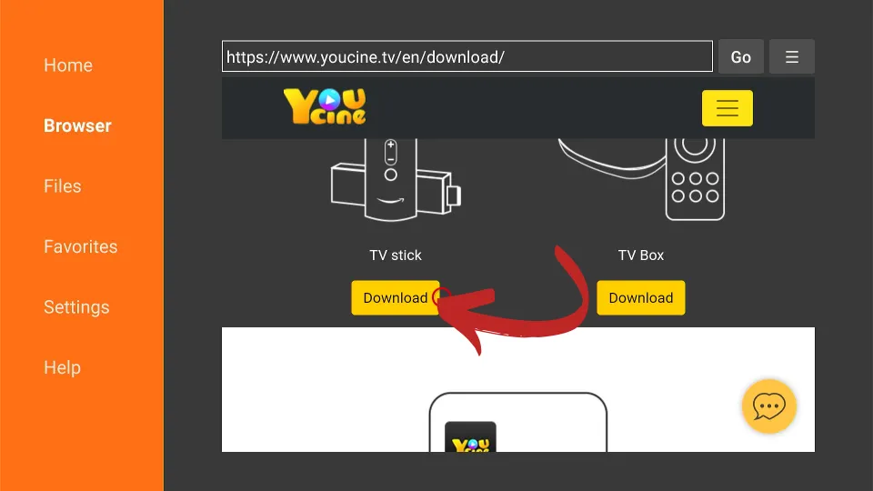 select Download under TV stick